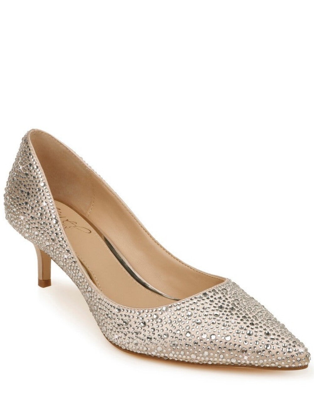 Jewel Badgley Mischka Frenchie 9.5 Champagne Crystal Kitten Heel Pumps